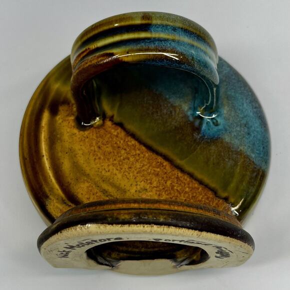 Studio Art Pottery Toothbrush Holder Blue Glaze Nick Molatore Portland Oregon - Picture 8 of 8